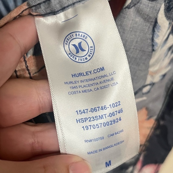 Hurley Men’s Hawaiian Tropical Stretch Fit Shirt Size Medium - Picture 8 of 10